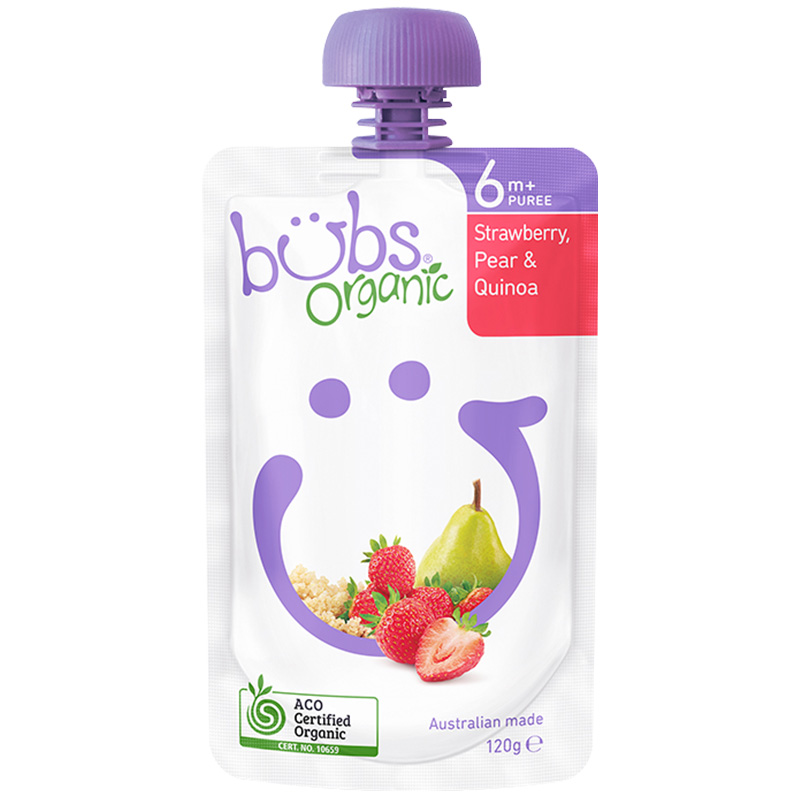贝儿(Bubs)organic bubs 澳洲有机果蔬泥 草莓梨藜麦味蔬果泥 120克/袋装 6个月以上