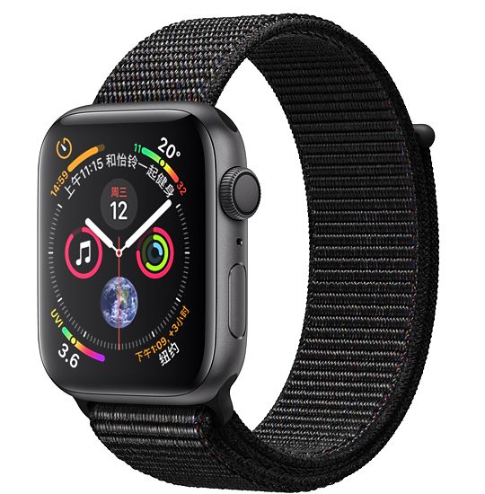 Apple Watch Series4 智能手表 GPS 44毫米 深空灰色铝金属表壳搭配黑色运动型表带