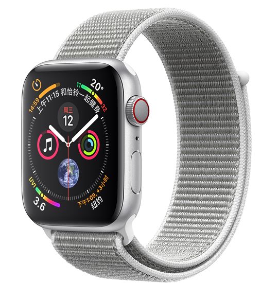 Apple Watch Series4 智能手表 GPS 44毫米 银色铝金属表壳搭配海贝色回环式运动表带