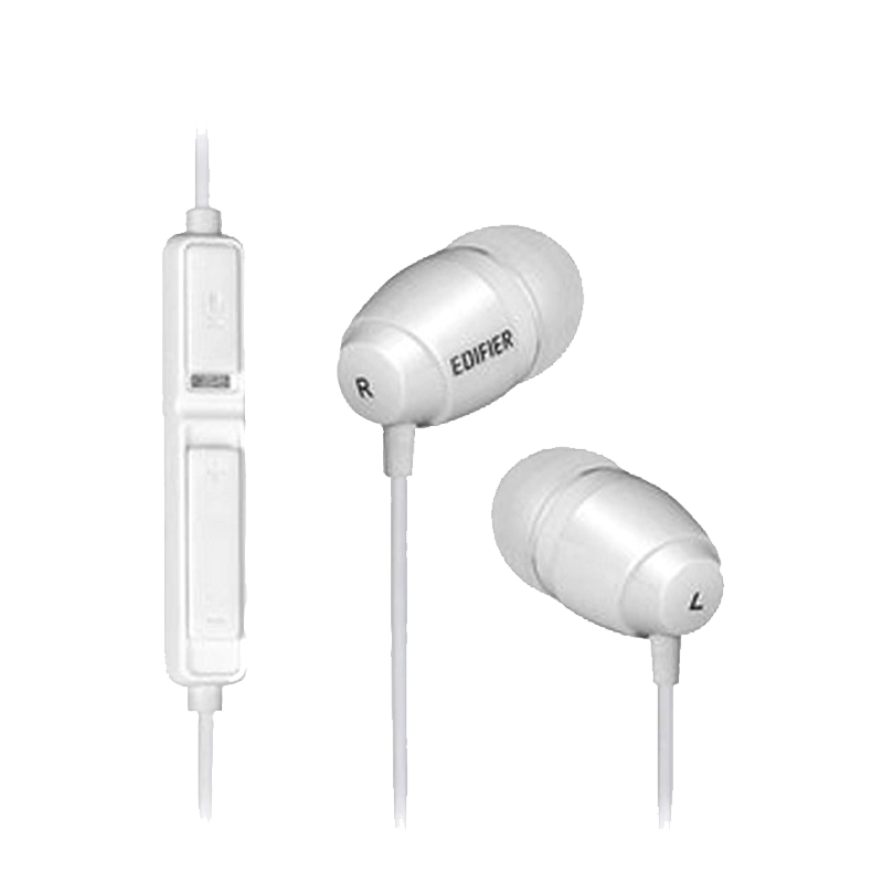 漫步者Edifier K210台式电脑3.5mm插孔有线耳机入耳式吃鸡游戏耳麦带话筒带麦 白色