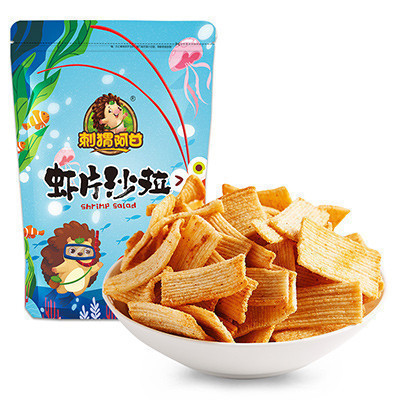 刺猬阿甘 虾片沙拉 办公室休闲零食膨化食品小吃 85g*1袋