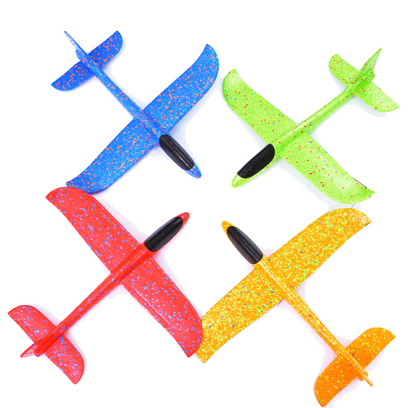 手抛泡沫飞机模型网红塑料回旋户外航模滑翔机大小孩儿童玩具批发