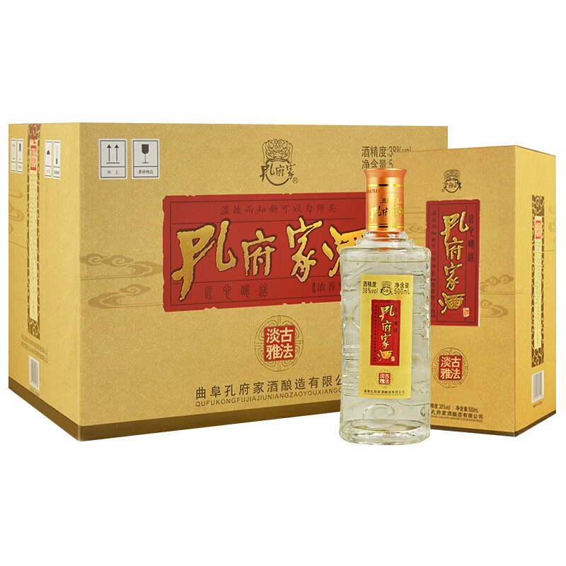 孔府家酒 淡雅酒 38度 500ml*6 整箱装 浓香型 山东白酒