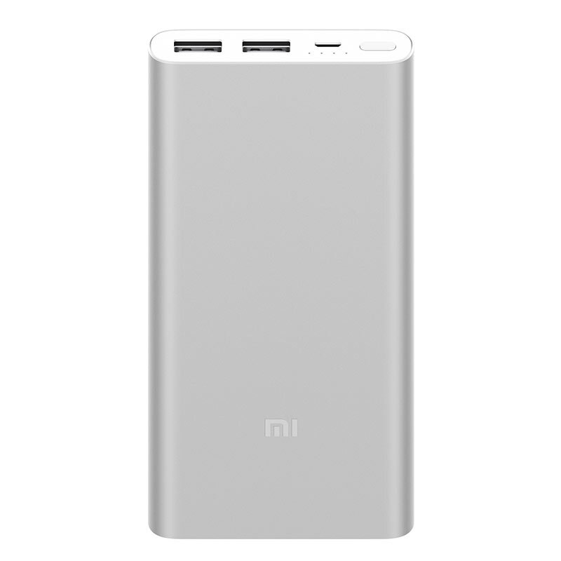 新小米(mi)移动电源2 (10000mAh) 银色 /充电宝 双向快充 (新版) 聚合物锂离子电芯 铝合金金属外壳