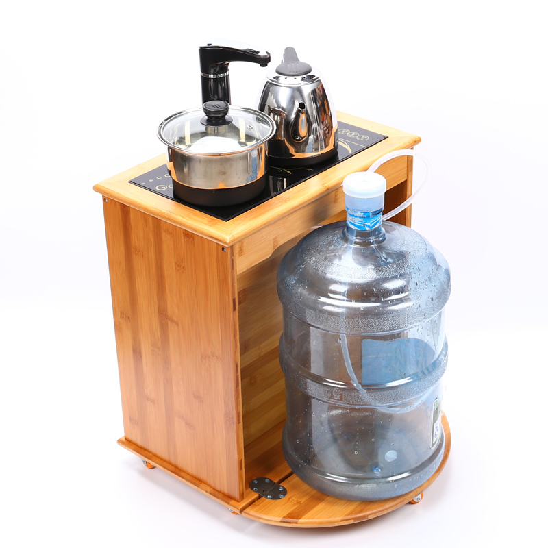 百鸿(Baihong)可移动茶车茶台带轮竹制简易茶桌茶盘茶具套装全自动电茶热炉家用茶柜 可折叠茶车款式3