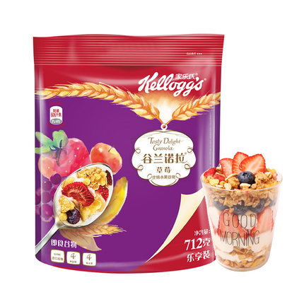 Kellogg’s 家乐氏 谷兰诺拉草莓缤纷水果麦片712g 营养谷物早餐(新老包装随机发货)