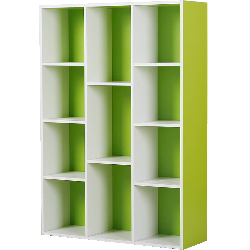 慧乐家 书柜书架 鲁比克十一格组合储物柜 简易展示柜 绿白色 11107-2