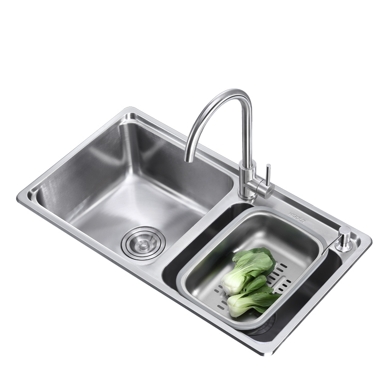 HIGOLD/悍高 厨房拉伸双槽水槽套餐 304不锈钢加厚洗菜盆洗碗池