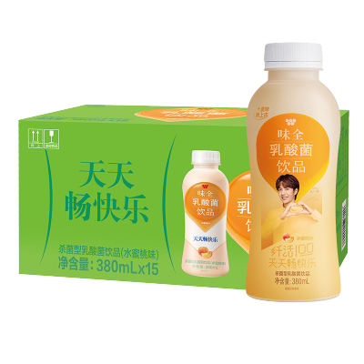 味全 康师傅 纤活100(水蜜桃味)乳酸菌饮料 380ml*15瓶 整箱装