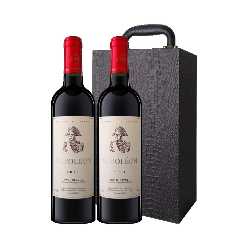 法国原瓶进口 拿破仑埃罗干红葡萄酒750ml*2两瓶礼盒装