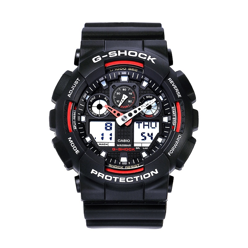 卡西欧(CASIO)手表 G-SHOCK系列多功能运动防水双显男士电子表 GA-100-1A4防水深度100m