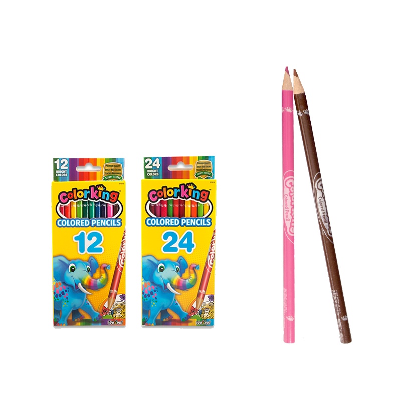 weveel儿童彩色绘画铅笔24色彩铅 小学生手绘文具绘画涂鸦3岁以上儿童木制创意画笔玩具