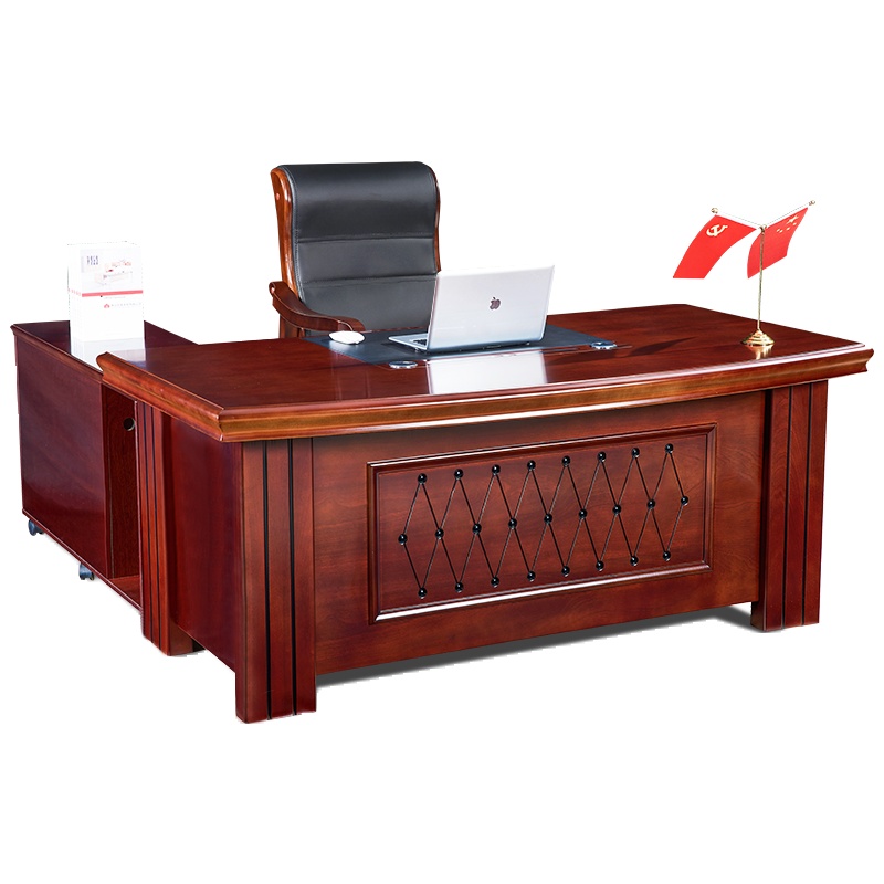 HiBoss办公桌桌椅组合办公家具中式实木皮油漆大班台