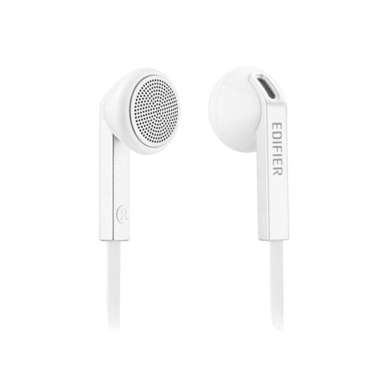 Edifier/漫步者 H190手机电脑3.5mm插孔有线耳机耳塞式通用入耳mp3重低音面条线 时尚白