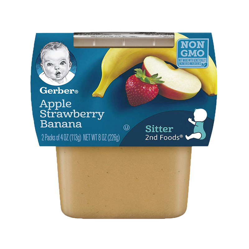 嘉宝(Gerber)婴幼儿辅食 苹果草莓香蕉泥 果泥 2段 113g*2 盒/组 226g罐装 6个月以上