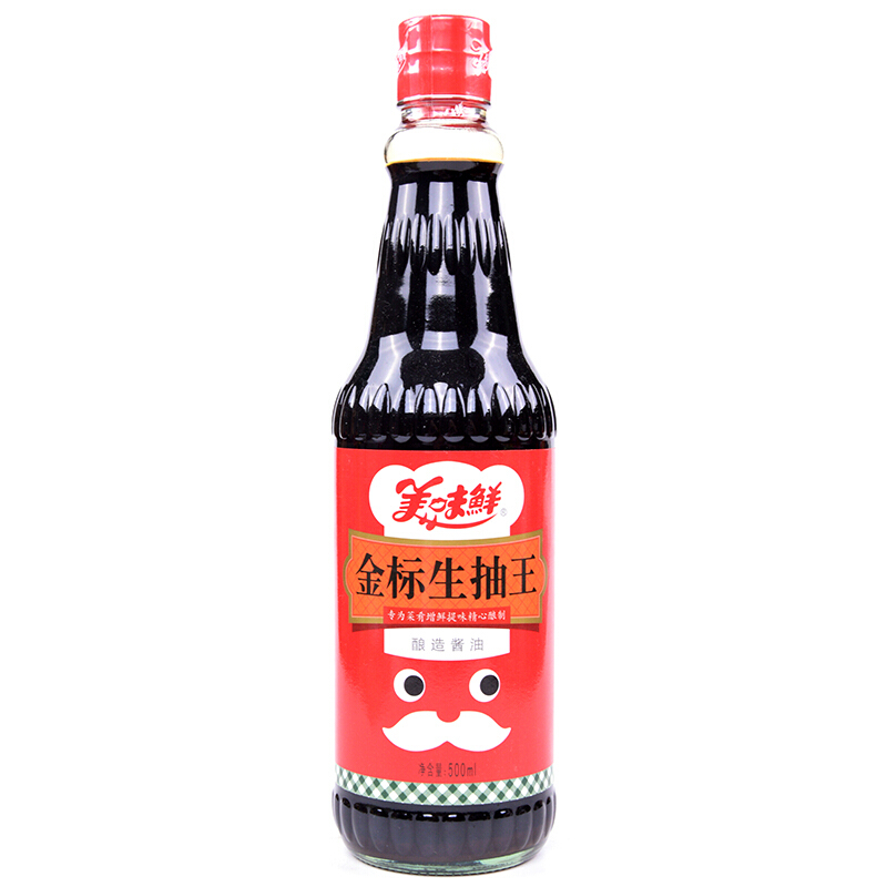 厨邦美味鲜金标生抽王500ml 精选黄豆酿造 红烧酱油 烹饪调料汁