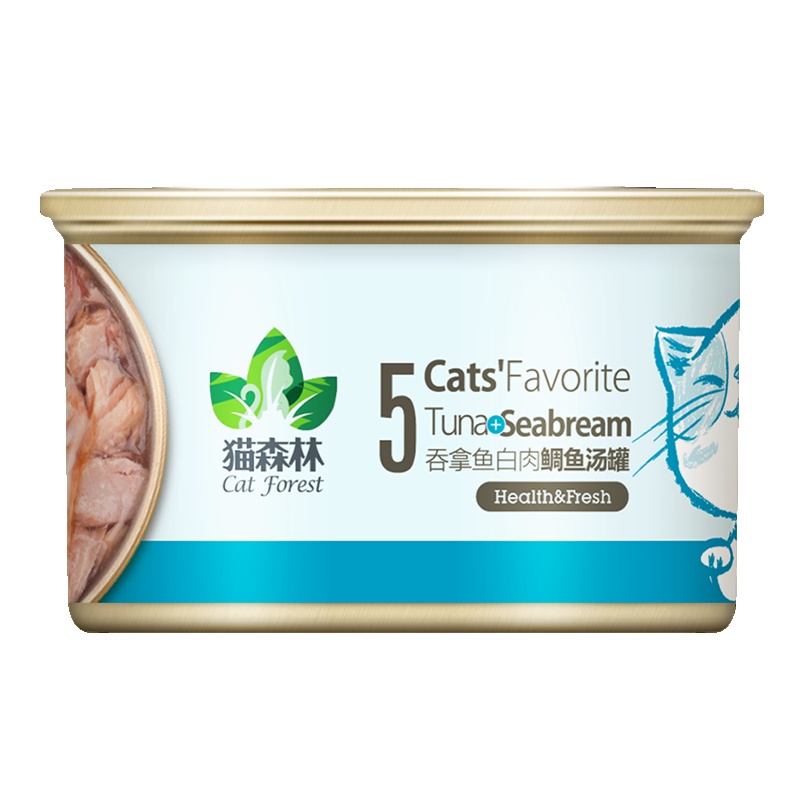 猫森林猫零食猫罐头白肉罐头浓汤型汤罐吞拿鱼+鲷鱼