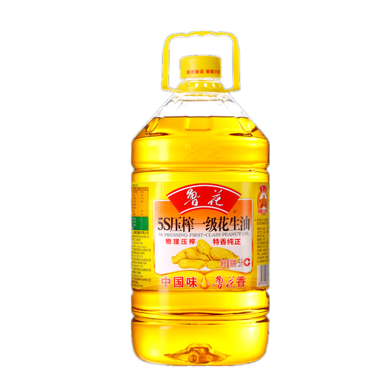 鲁花 食用油 5S压榨一级花生油 5L/桶 4桶/箱 (赠180ml小磨香油)粮油