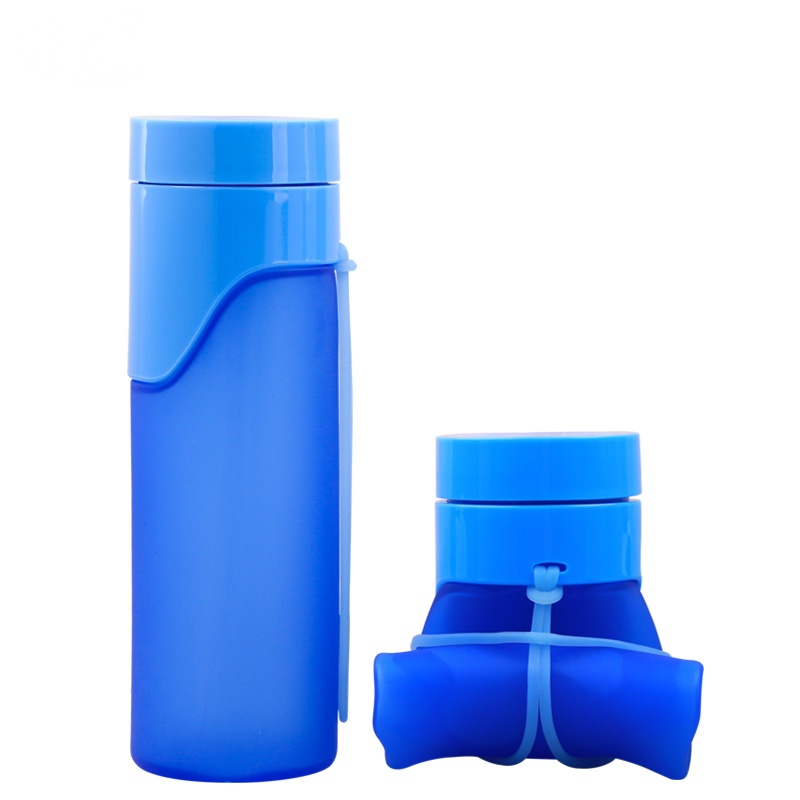 鸣順(Mingshun)硅胶水杯折叠水壶 户外运动大容量便携软水袋骑行登山饮水水壶 蓝色