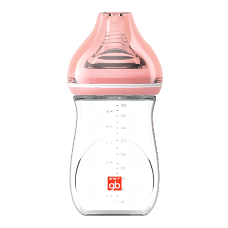好孩子gb母乳实感宽口径婴儿玻璃奶瓶180ML 粉红色 适合0-3个月宝宝