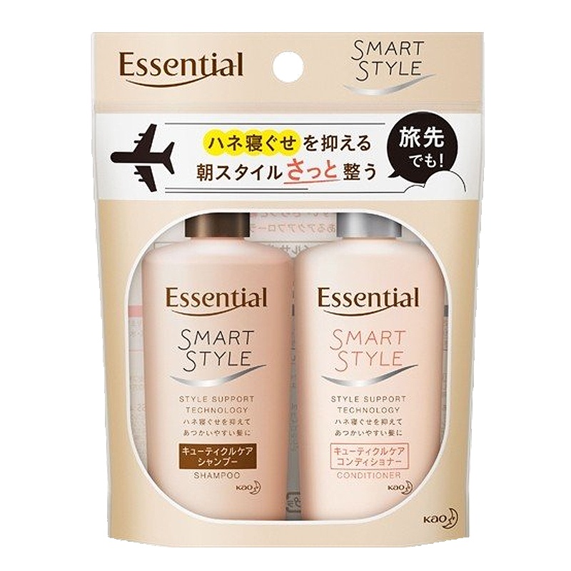 Kao 花王 essential 睡醒也不乱 无硅油旅行洗护套装(洗发水45ml+护发素45ml) 柔顺丝滑 水润