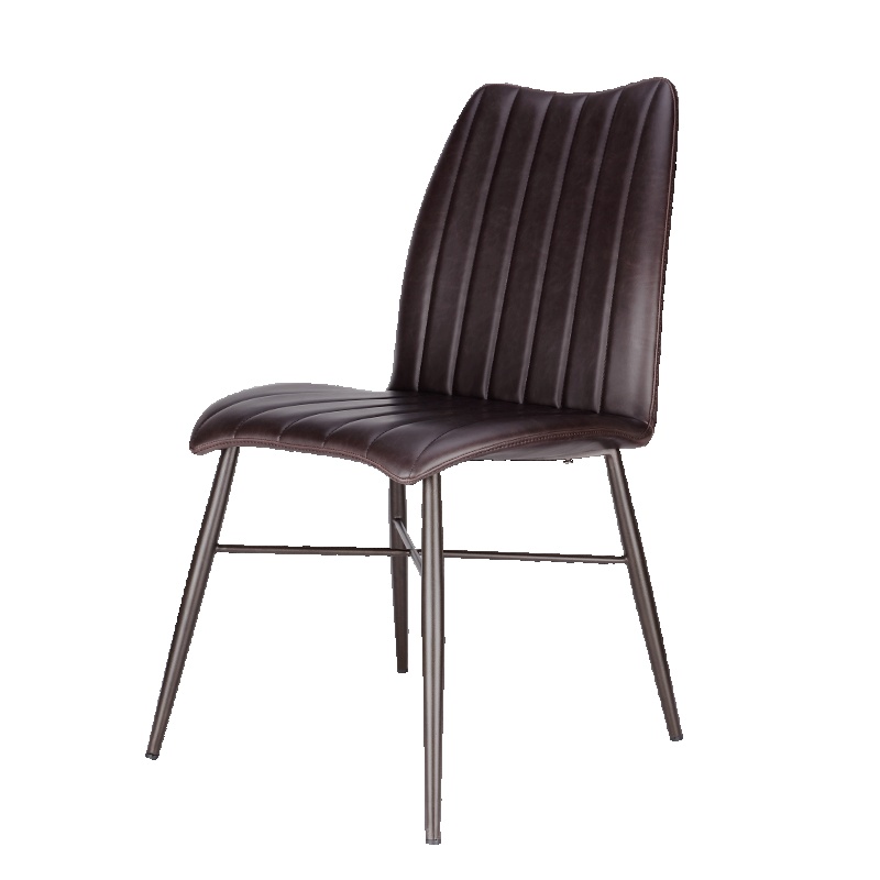 和顿 现代简约椅子时尚创意椅休闲靠背皮椅 复古优雅条纹椅餐厅餐椅成人客厅椅子