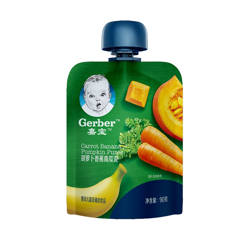 嘉宝Gerber进口宝宝零食婴儿辅食胡萝卜香蕉南瓜泥90g(6个月以上适用)