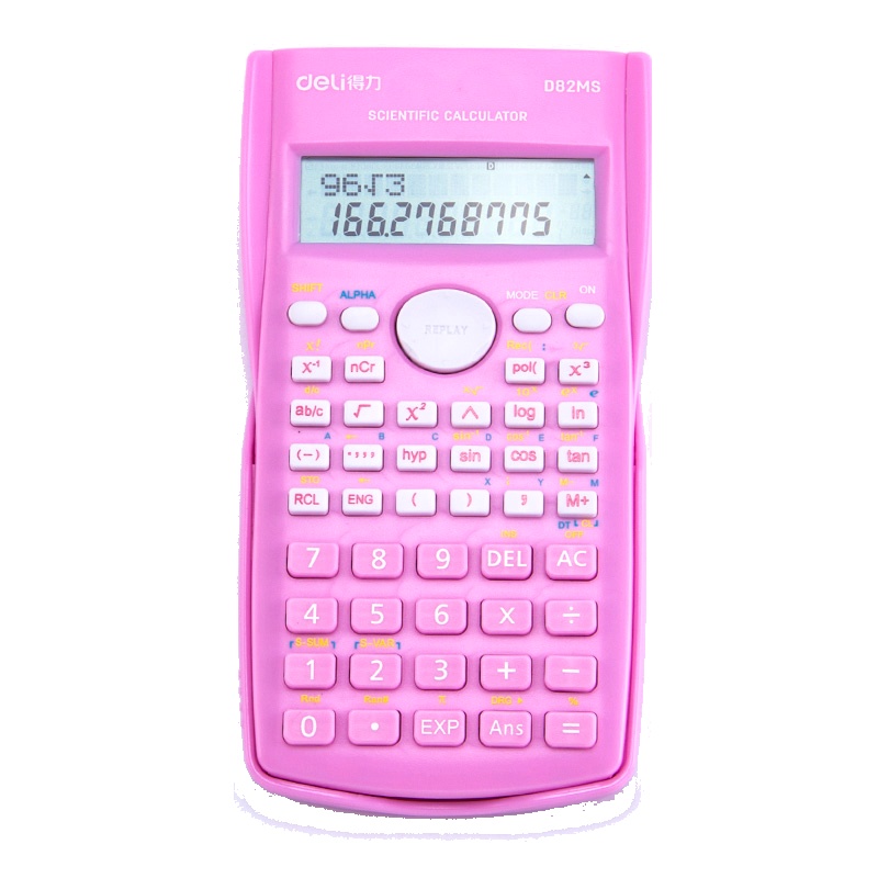 得力(deli)D82MS时尚函数计算器 240种功能科学计算机(适用于初高中生) 粉色