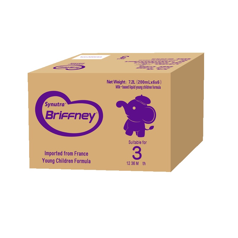 布瑞弗尼3段幼儿配方液态牛奶 200ml*36整箱装 法国原装进口(适合1-3岁)