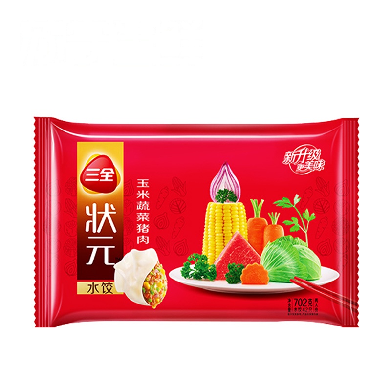 [苏宁生鲜]三全状元玉米蔬菜猪肉水饺702g(42只)(两人份)