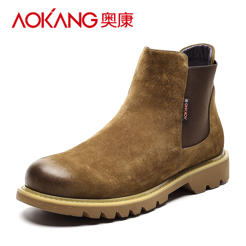 奥康(AOKANG)男鞋新款男士马丁靴英伦风高帮工装靴子男百搭休闲中帮短靴切尔西靴潮