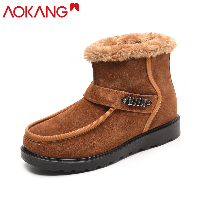 奥康(AOKANG)男鞋冬季加绒保暖雪地靴男士高帮保暖棉靴