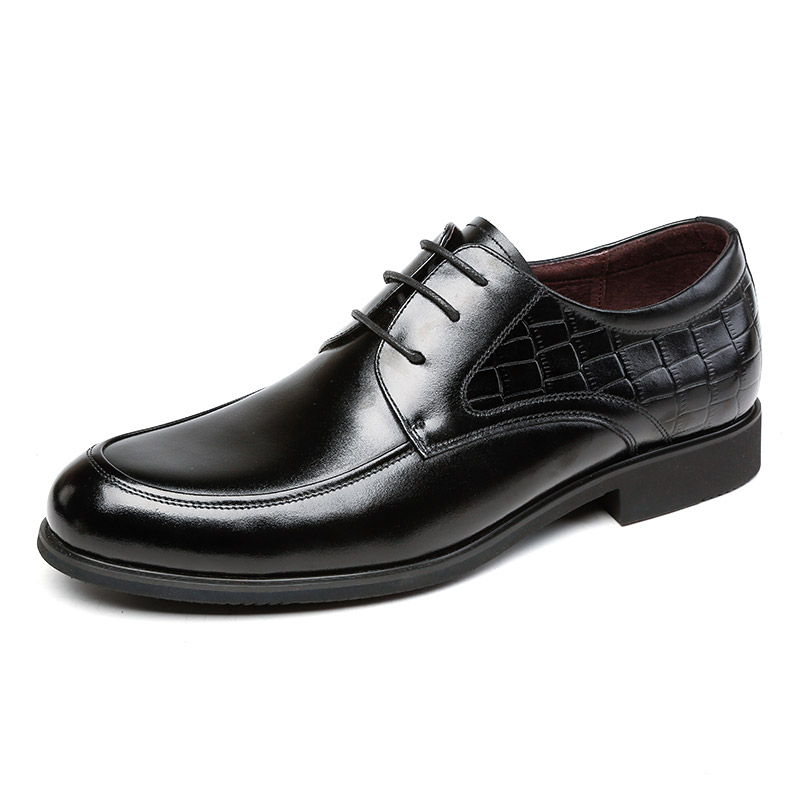 木林森男鞋新款商务正装鞋英伦风简约黑色系带男士皮鞋87051011