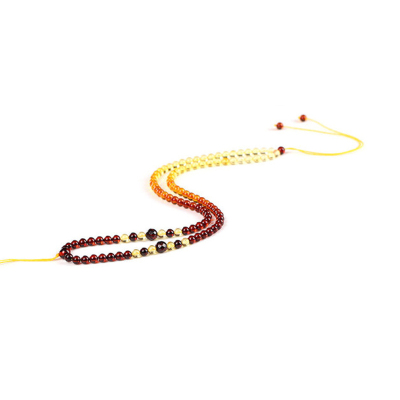 左传 彩虹血珀配珠链3-4mm 渐变效果 佩带美观 合适于配吊坠