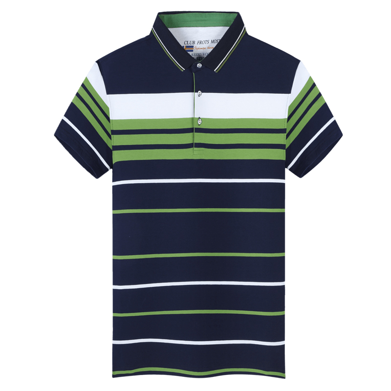 卡帝乐鳄鱼(CARTELO)夏季短袖T恤男新品上市中年男士条纹V领透气上衣BAB7589