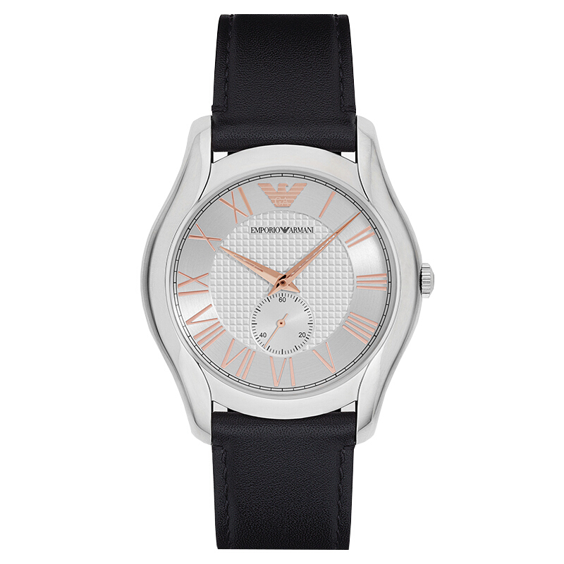 阿玛尼(Emporio Armani)手表皮质表带时尚休闲简约石英男士腕表AR1984 白盘