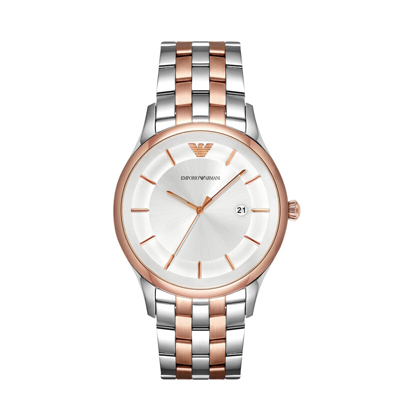 阿玛尼（ARMANI）手表 日历显示时尚经典钢带男士腕表 AR11044 银色