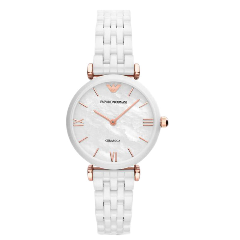 阿玛尼（Emporio Armani)手表 陶瓷表带女士休闲商务石英表女欧美品牌 AR1486