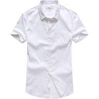 马克华菲短袖衬衫男夏季新款男装纯色韩版修身口袋衬衣简约潮