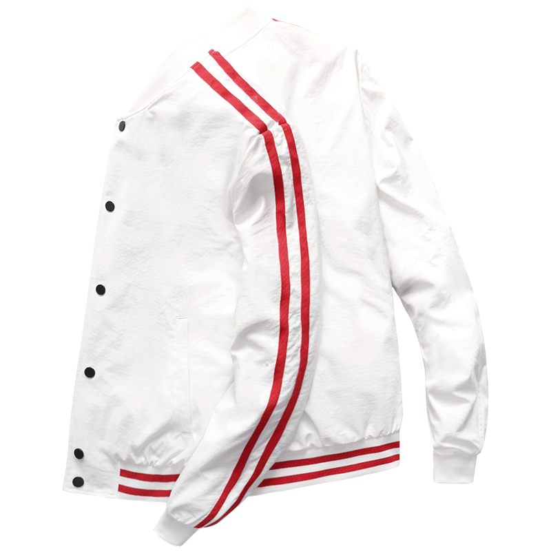 马克华菲夹克男2018春季新款韩版修身白色男装棒球服飞行员外套潮