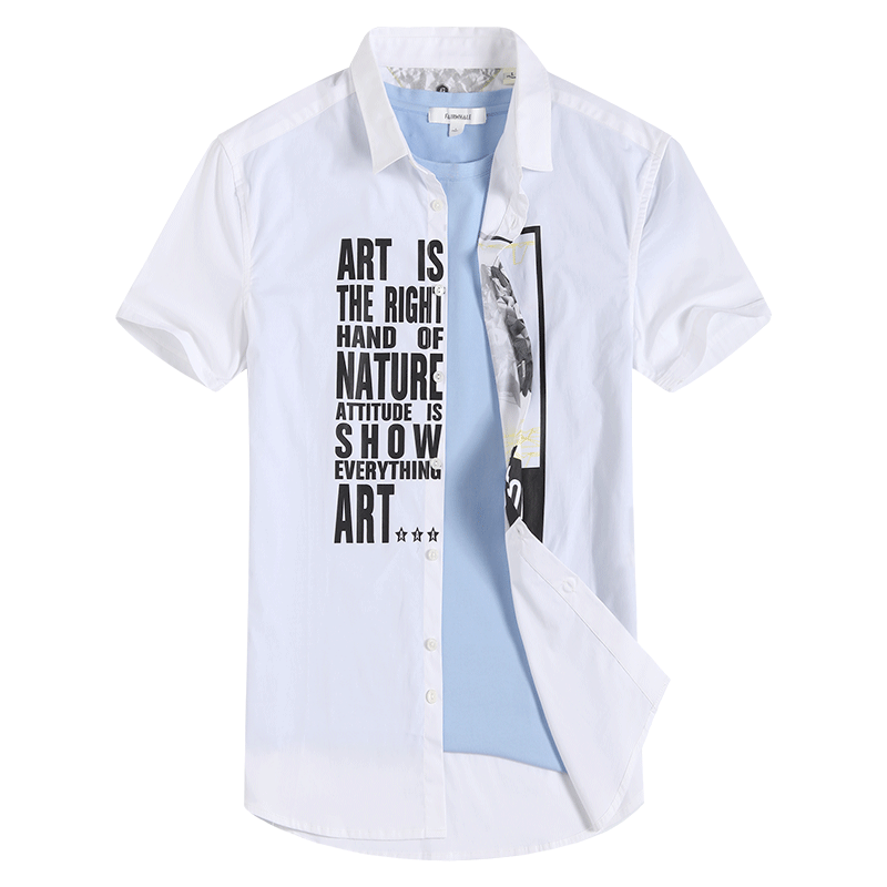 Z马克华菲男士短袖衬衫夏季新款韩版潮流休闲寸衫半袖上衣衬衣潮
