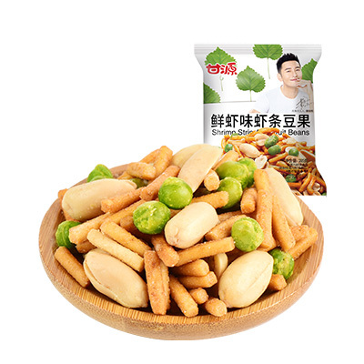 甘源虾条豆果鲜虾味285G/包干果零食 坚果炒货 甘源出品