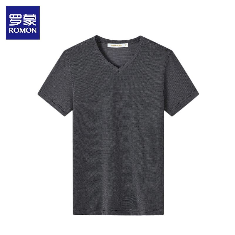 罗蒙（ROMON）短袖T恤男夏季时尚休闲修身男装棉99黑色