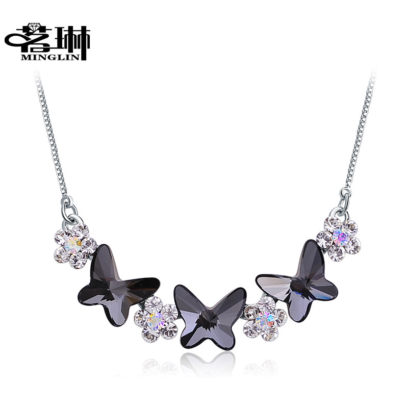 茗琳MINGLIN 采用施华洛世奇元素水晶项链 女士 韩国锁骨配饰品小众设计品牌