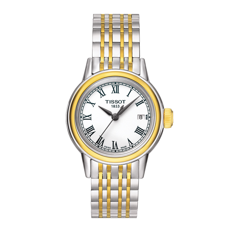天梭(TISSOT)手表 卡森系列 钢带日历 石英女表 女士手表T085.210.22.013.00