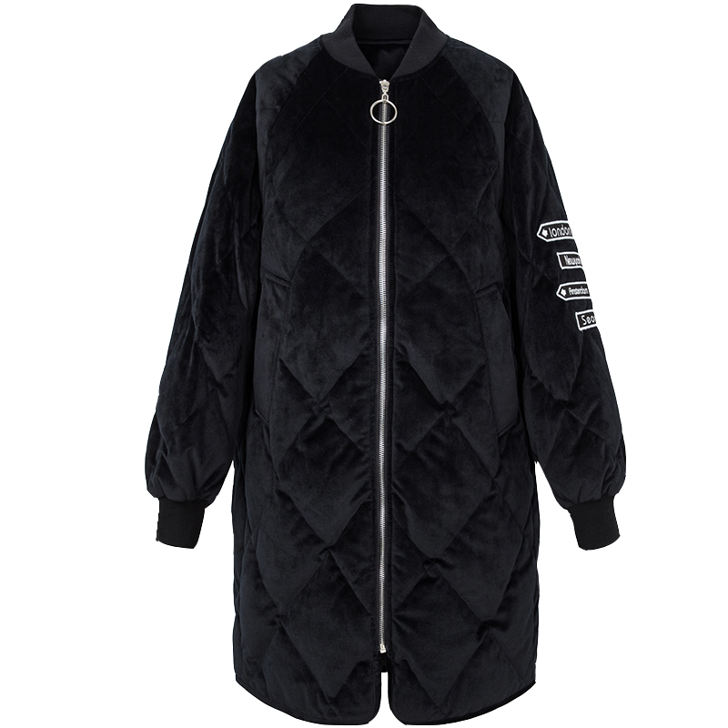 鸭鸭 秋冬新款女装韩版立领时尚外套中长款丝绒羽绒服女B57628