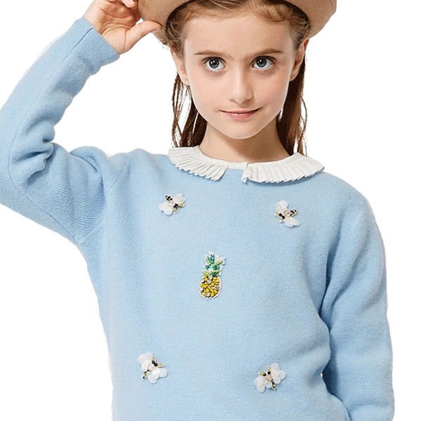 鸭鸭童装秋冬新款儿童套头毛衫针织衫女孩女童打底毛衣中大童
