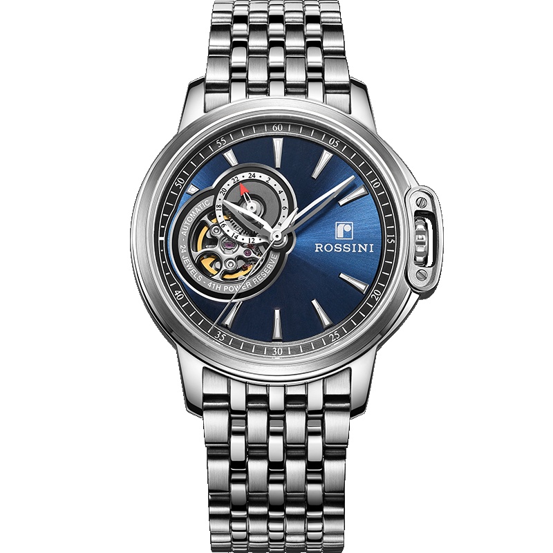 罗西尼(ROSSINI)手表钟表雅尊时尚商务系列镂空钢带自动机械表 男士手表8633W05C