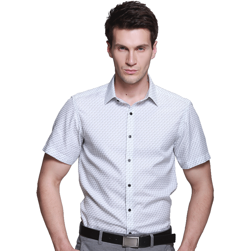 美尔雅（MAILYARD）短袖衬衫男新款 免烫修身正品男士时尚休闲衬衣 185