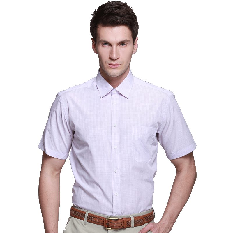 美尔雅（MAILYARD）男士短袖衬衫 商务衬衫 男式时尚休闲格子棉衬衣 155
